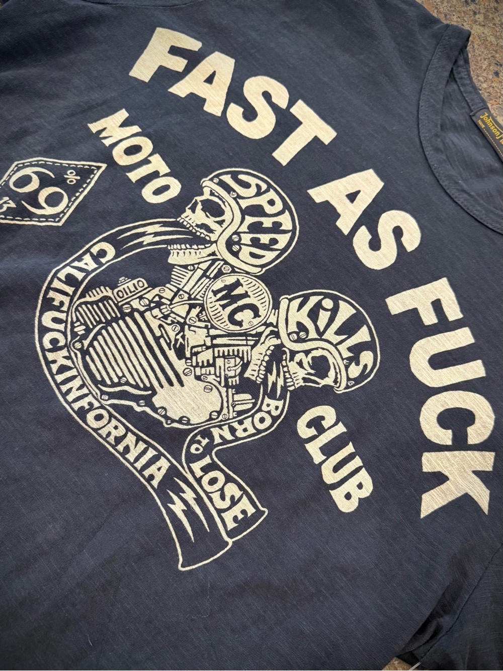 Johnson Motors “FAST AS F*CK” vintage slub long-sleeve moto tee. NWT - Picture 2 of 5